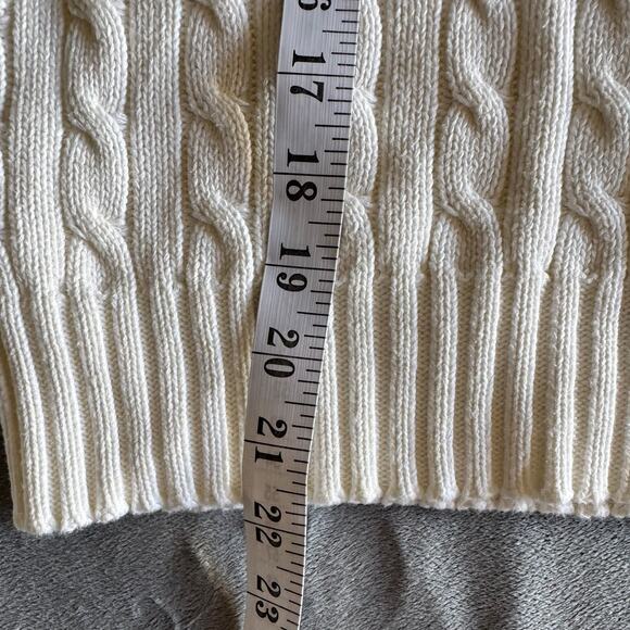 Tommy Hilfiger 2005 Turtle-Neck Cable Knit Cream Fisherman Sweater Women Small - Picture 5 of 6